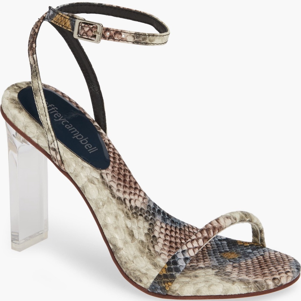 Jeffrey Campbell Brown Heeled Sandals with Snakeskin Print